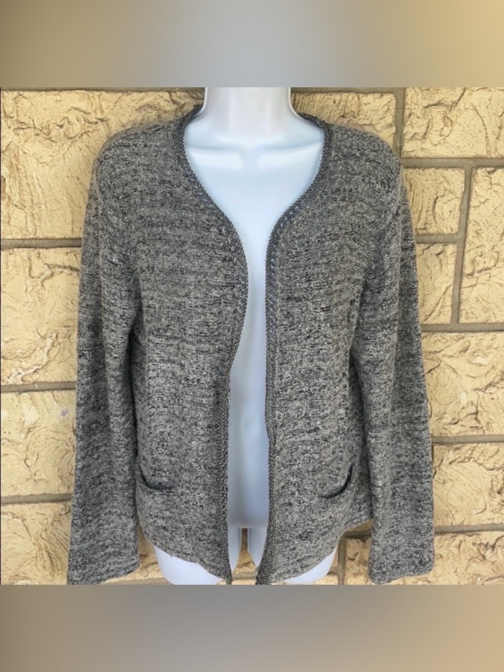 Coldwater Creek Coat Sweater Cardigan Gray career Size Med ( 10 - 12 )
